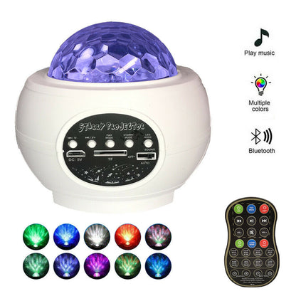 LED Galaxy Star Projector — Ocean Wave Night Light with Bluetooth Speaker
