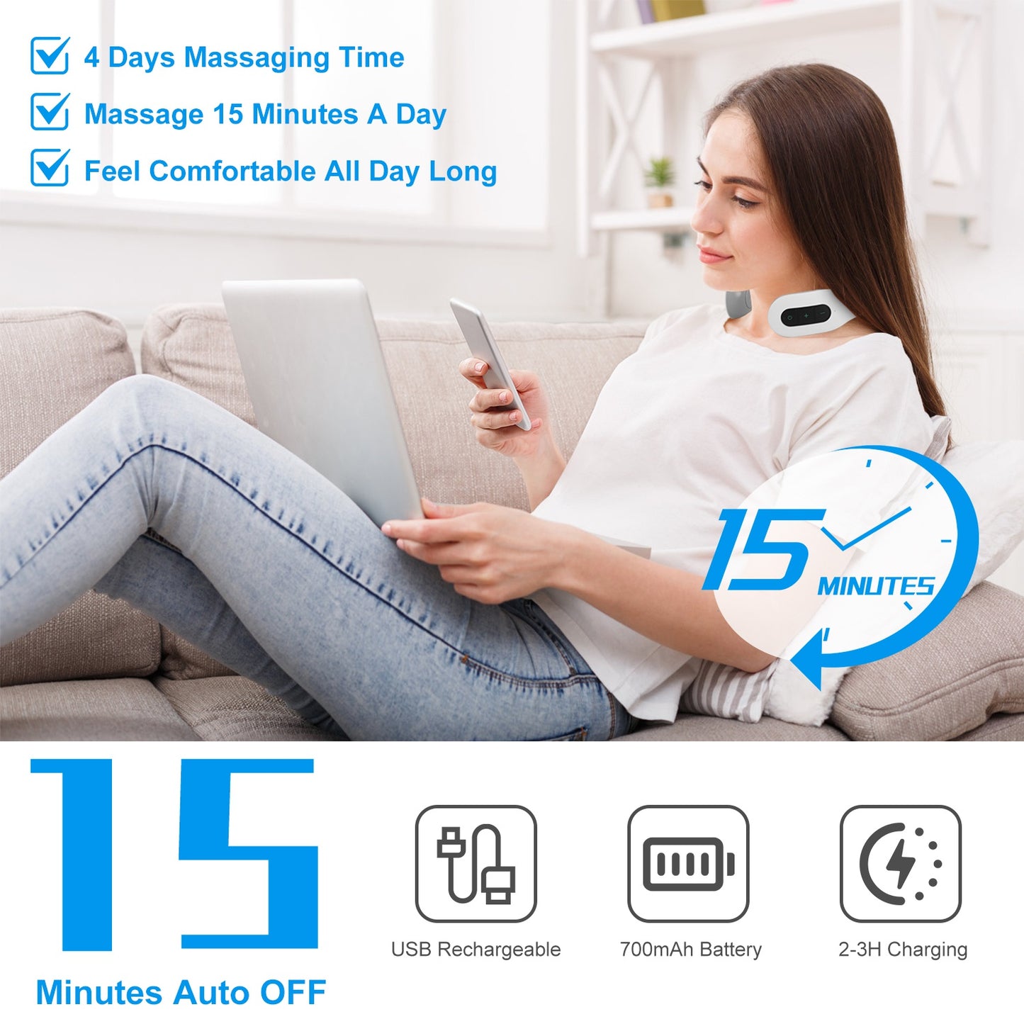 EMS Cordless Neck Massager with Heat