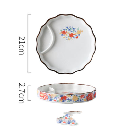 Ceramic Soy Sauce & Vinegar Divider Snack Plate