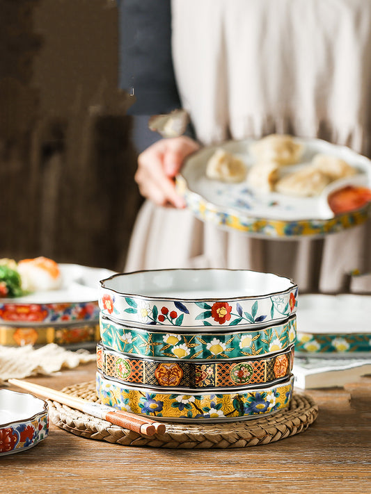 Ceramic Soy Sauce & Vinegar Divider Snack Plate