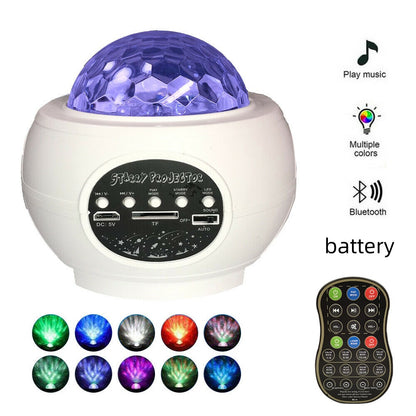 LED Galaxy Star Projector — Ocean Wave Night Light with Bluetooth Speaker